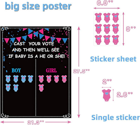 MISS FANTASY Gender Reveal Decorations - 54 Voting Gender Reveal Games Gender Reveal Ideas Boy or Girl Games Party Supplies for Gender Reveal Voti...