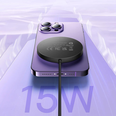 Magnetic Wireless Charger Compatible with Mag-Safe Charger, 15W Fast Charging Wireless Charger Pad for iPhone 15/14 Pro/Pro Max/Plus, 13/12 Pro/Pr...