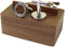 Rustic Black Walnut Wooden Round Cufflinks Tie Clips With Organizer Box for Men...