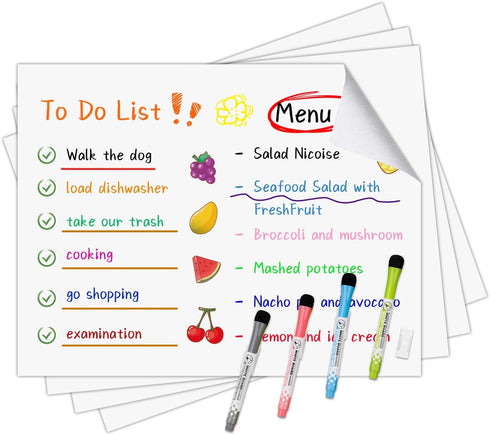 8.5" x 11" Dry Erase Board Removable Adhesive for Wall/Fridge, 4 Pack Nonwoven Foam White Erasable Sheet…...