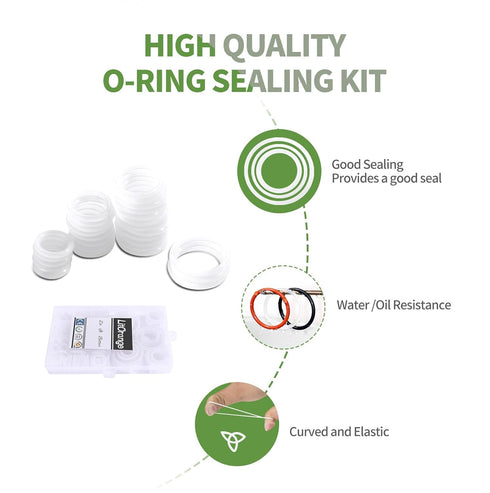 Litorange 580PCS Silicone 45A Universal Clear O-Ring Sealing Gasket Washer Seal Assortment Set (Better Than Rubber) for Plumbing,Automotive,Genera...