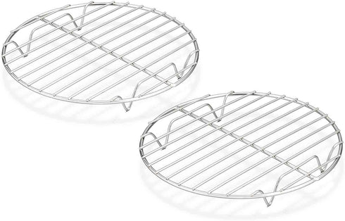 TeamFar Round Cooling Rack Set of 2, 7½ Inch Round Baking Steaming Roasting Rack Set Stainless Steel, Healthy & Dishwasher Safe, Mirror Finish & R...