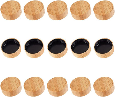 OLYCRAFT 15Pcs Wood Spice Jars Lids Bamboo Spice Lid Fits 4 Oz Square Spice Jars 39.5mm Diameter Wooden Lid Storage Canning Bamboo Spice Lid for S...