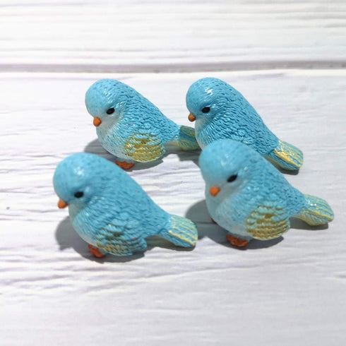 4Pcs Blue Miniature Bird Figurines, Mini Resin Birds, Fairy Garden Accessories and Supplies, Micro Landscape, Bonsai Craft Decor Outdoor Statues O...