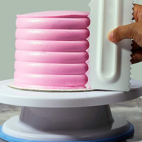 Antallcky Decorating Comb and Icing Smoother Set of 4 Pack Decorating Mousse Butter Cream Cake Edge Tools, Plastic Sawtooth Cake Scraper Polisher ...