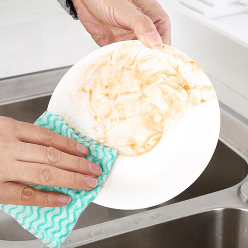 50 Pack Green Disposable Dish Cloths Heavy Duty Reusable Cleaning Cloths Dish Rags for Kitchen 23.6x11.8inches...