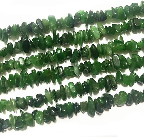 7-8mm Natural Green Canada Jade Gemstone Chips Beads Healing Crystals Waist Bracelets Necklace Kit Irregular Stone DIY Crafts Design Jewelry Makin...