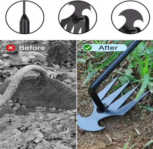 Weed Puller Tool, Weeding Artifact Uprooting Removal Tool, 4 Teethes Dual Purpose Manual Weeders, Multifunctional Tools for Garden Weeding (2PCS 1...