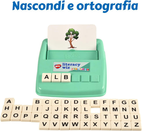 BOHS Italian Literacy Wiz Fun Game - See and Hide Spelling - 60 Flash Cards - Preschool Language Learning Educational Toys...