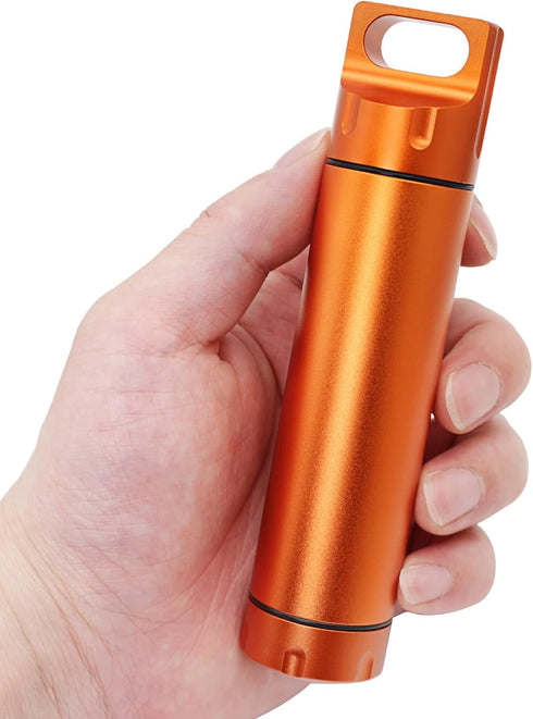 Aluminium Alloy Pill Case, Pill Fob Capsule Keychain, Long Waterproof Match Case Holder, Smell Proof Container Jar, Outdoor Survival Storage Metal...