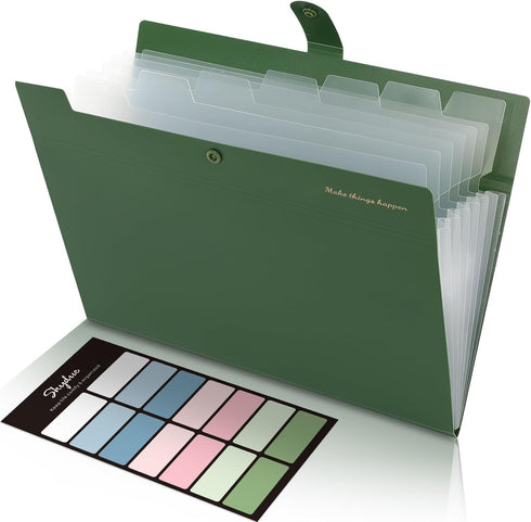 SKYDUE Expanding File Folders with 8 Pockets, Accordion File Organizer with Labels, Portable Paper Bill Receipt Organizer, Letter Size, Home Schoo...