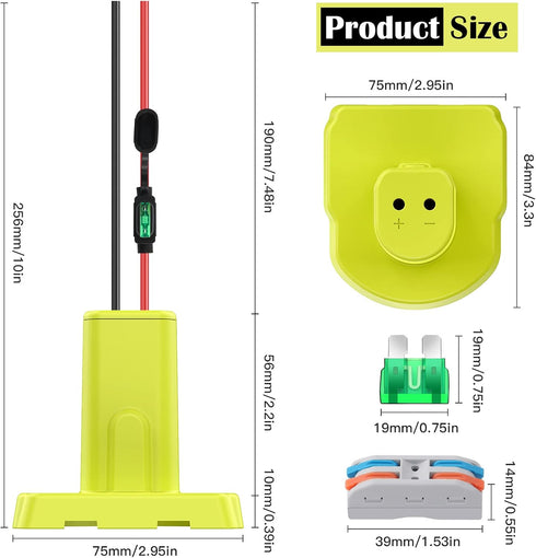 2 Packs Power Wheel Adapter for Ryobi 18V Battery Adapter Power Wheels Battery Conversion Kit with Fuses & Wire Terminals, 12AWG Wire, Power Conne...