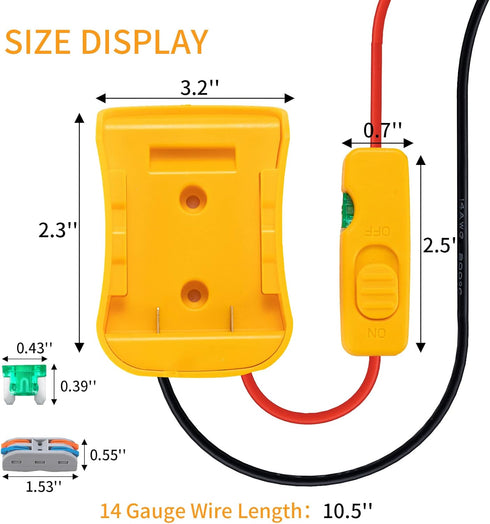 Upgraded 20V Battery Adapter for Dewalt 20V Battery Adapter All-in-one Design of The Fuse and Switch Power Tool Battery Converter Kit 14 Gauge wit...