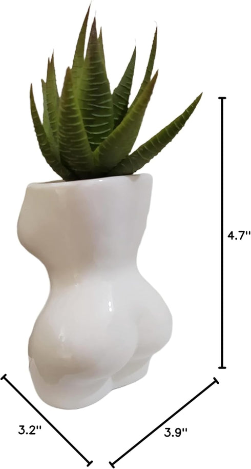 Cute 4.7 inch Indoor Body Shaped Ceramic Succulent Cactus Air Plant Body Art Modern Flower Pots Planter - Plant Not Included (White)...
