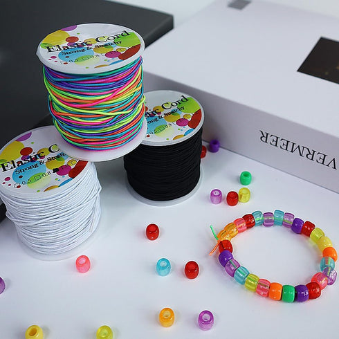 Ewparts 1mm Elastic String for Bracelets Elastic Cord for Jewelry Making Elastic String for Pony Beads Stretchy Beading String for Bracelet 3 Roll...