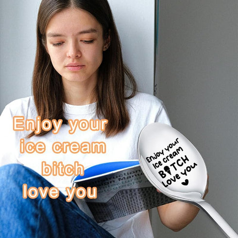 Ice Cream Spoons Gifts for Women Wife Girlfriend Anniversary Birthday Gifts for Best Sisters Friends Bday Gifts for Girls Daughter Besties Engrave...