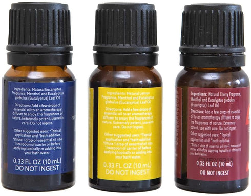 Halls Breathe Essential Oil Variety Pack – Mentho-Lyptus, Lemon, Cherry – Menthol Essential Oil for Relaxing Ambiance, Menthol Oil with Uplifting ...