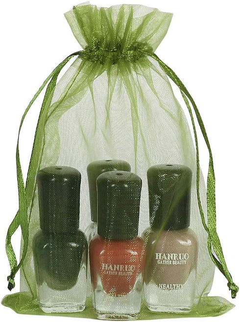 HRX Package 100pcs Organza Drawstring Bags Olive Green, 4 x 6 inch Candy Mesh Gift Bags Jewelry Pouches Small Christmas Sachet...
