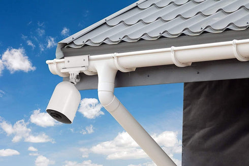 Wasserstein Weatherproof Gutter Mount for Arlo Cameras, White, 360-degree Swivel, 180-degree Tilt, Easy Installation, Rust-Resistant...