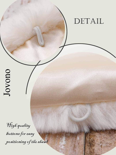 Jovono Women's Wedding Fur Shawls and Wraps Bridal Wedding Fur Stole with Rhinestone Brooch for Bride and Bridesmaids...