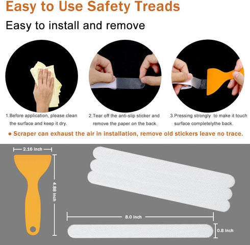 V-TOP 30 PCS Non Slip Shower Stickers, Safety Shower Non Slip Adhesive Strips Treads for Bathroom Floor Tub Stairs Ladders Pools Boats, Bathtub Ap...