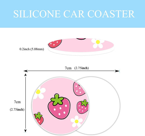 Cute Strawberry Steering Wheel Cover Anti-Slip and Practical 14.5-15 Inch Universal Steering Wheel Cover with 2 Pieces Car Coasters Suitable for M...