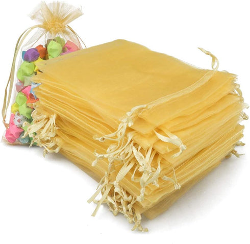 G2PLUS Organza Bags 4×6 Inches, 100PCS Gold Organza Gift Bags with Drawstring, Sheer Mesh Jewelry Pouches, Sheer Candy Bag for Christmas, Wedding ...