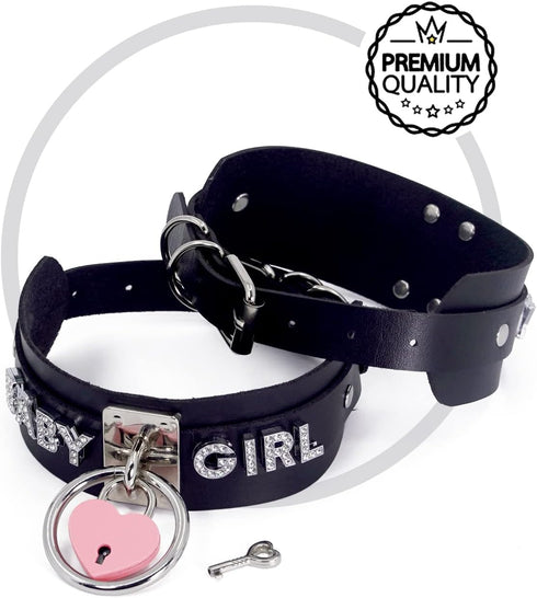 paloli Black Heart Padlock O-ring Choker Necklace for Women, Punk Gothic Letter Leather Collar Pink padlock Jewelries...