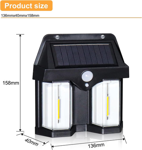 KBT 2 Pack Solar Wall Lights with 3 Lighting Mode, Motion Sensor Outdoor Lights for Outside, Fence Security Lamp for Garden Patio Yard...