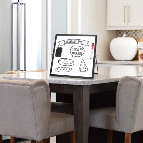 Desktop WhiteBoard 10” X 10”, Magnetic Double-Sided Mini Dry Eraser White Board Easel, 360° Reversible to Do List Notepad, Portable Tabletop Memo ...