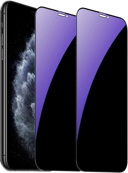 2 Pack Anti-Blue Privacy Tempered Glass Suit for iPhone Xs Max/iPhone 11 Pro Max Anti-Spy Screen Protector Anti-Peeping Film 9H Hardness Anti-scra...