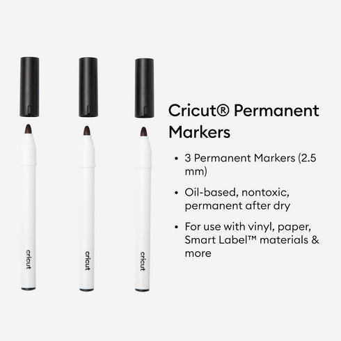 Cricut Permanent Markers 2.5 mm, Black (3 ct) - Compatible Venture...