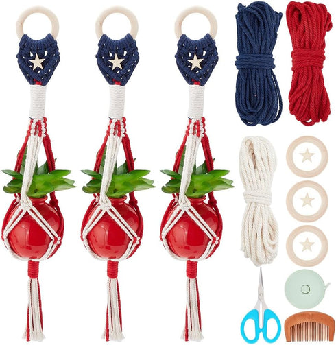 DIY Plant Hanger Kit 3set Macrame Kits for Adults Beginners Indoor Outdoor Hanging Plant Handmade Small Plants Pots Boho Home Decor with Instructi...
