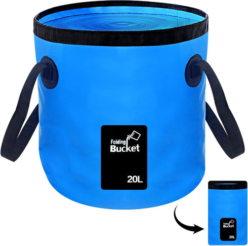 Collapsible Buckets, Camping Water Storage Container 5 Gallon(20L) Portable Folding Bucket Wash Basin for Travelling Camping Hiking Fishing Boatin...