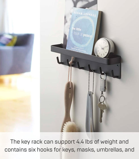 Yamazaki Home Magnetic Key Rack with Tray Steel One Size Black...
