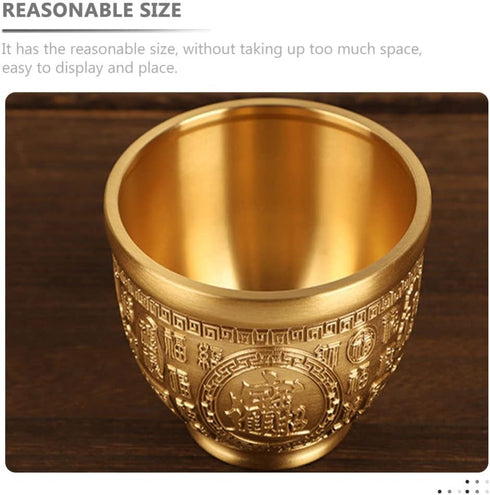 Feng Shui Treasure Bowl: Chinese Fortune Money Bowl Brass Cornucopia Bowl Feng Shui Treasure Basin Wealth Bowl Golden Offering Bowl Table Centerpi...