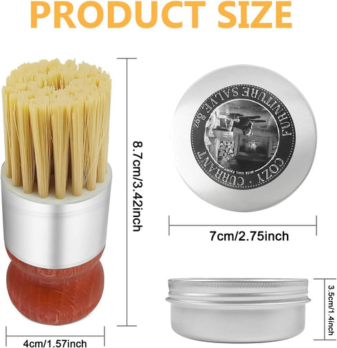 Furniture Salve for Leather, Original Leathers Recoloring Balm Wood Cleaner with Boar Bristle Brush Kit, 4oz Couch Paint Scratch Repair Conditione...
