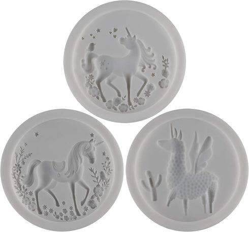 FUNSHOWCASE Unicorn Llama Fondant Silicone Molds Set Llamacorn Cake Decorating, Cupcake Topper, Chocolate, Epoxy Resin, Polymer Clay Art Craft Pro...