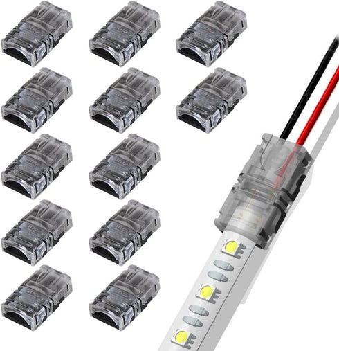 2-Pin LED Connector for 10MM Wide Waterproof Single Color LED Strip Light- Strip to Wire Quick Connection...