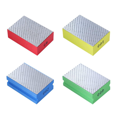 GEZICHTA 4pcs Diamond Hand Polishing Pads for Ceramic Tile Glass Grinding,Sanding Blocks Polishing Grinding Block 60#,100#,200#,400#(As Shown)...