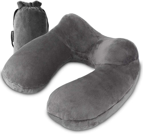 UROPHYLLA Inflatable Travel Pillow, Soft Velvet Inflatable Neck Pillow for Traveling, Airplanes, Train, Car, Office with Compact Bag, Breathable W...