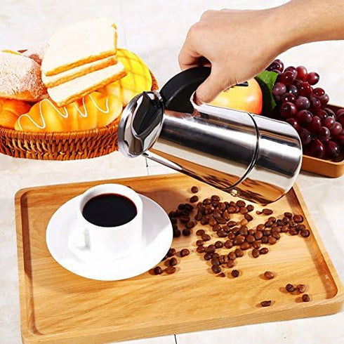 Coffee Maker, Stainless Steel Coffee Pot Percolator Stovetop Espresso Latte Maker Percolator Stove Top Filter Coffee Maker Pot Easy Clean (300ML 6...