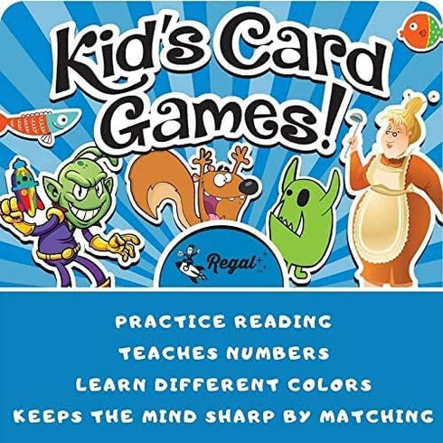 Regal Games Card Games for Kids - Go Fish, Crazy 8's, Old Maid, Slap Jack, Monster Memory Match, War - Simple & Fun Classic Family Table Games - G...