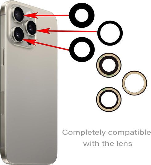3pcs/Set Rear Camera Lens Replacement for iPhone 15 Pro Back Camera Lens Glass Replacement with Pre-Installed Adhesive + Repair Tool Kit, Anti-Len...