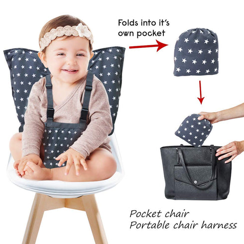 Portable Baby High Chair Safety Seat Harness for Toddler, Baby Travel Essential Easy High Booster Seat Cover for Infant Eating Feeding Camping wit...
