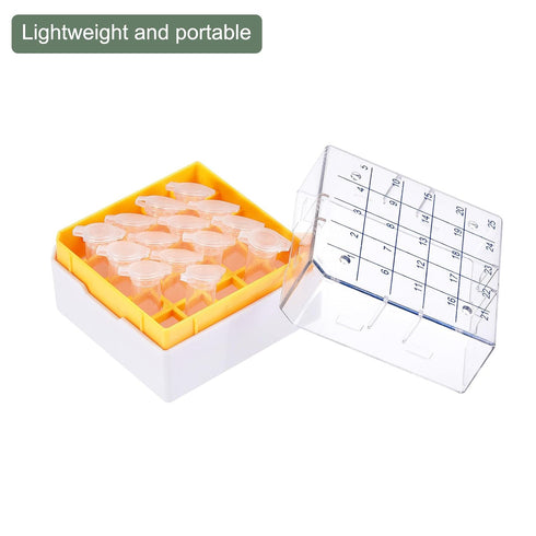 YOKIVE Freezer Tube Box, PP Holder Rack for 1.8/2ml Centrifuge Tubes | Fixed Sample Tube, Great for Lab and Scientific Institutes (25 Places, Yell...