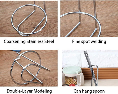Euro Standing Spoon Rest,Upright Utensil Holder, Spoon Rest Holder, with Removable Bottom for Countertop Cooking Utensil & Tong Organization, Silv...