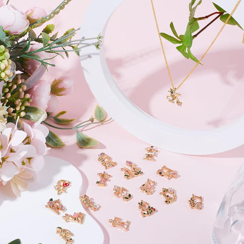 SUNNYCLUE 1 Box 26Pcs Enamel Letter Charms Gold Alphabet Charms Metal Alloy Initial Flower Printed Floral A-Z Charm for Jewelry Making Charms Wome...