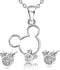 Jewelry Set for Women Girl,S925 Silver Plated Mouse Earring Necklace Kits,Cute Ear Stud and Pendant with Shinying CZ for Women's Day Gift,Hypo-all...