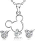 Jewelry Set for Women Girl,S925 Silver Plated Mouse Earring Necklace Kits,Cute Ear Stud and Pendant with Shinying CZ for Women's Day Gift,Hypo-all...